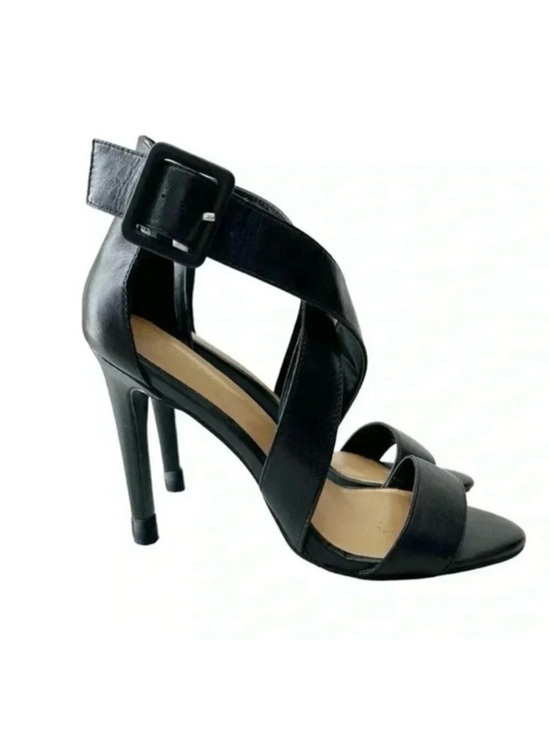 le chateau Shoes - Le Chateau Strappy Leather Sandals High Heel Stilettos Black Size 7.5